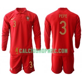 Portogallo Pepe 3 Bambino Maglia Prima Euro 2020 Manica Lunga (+ Pantaloncini)